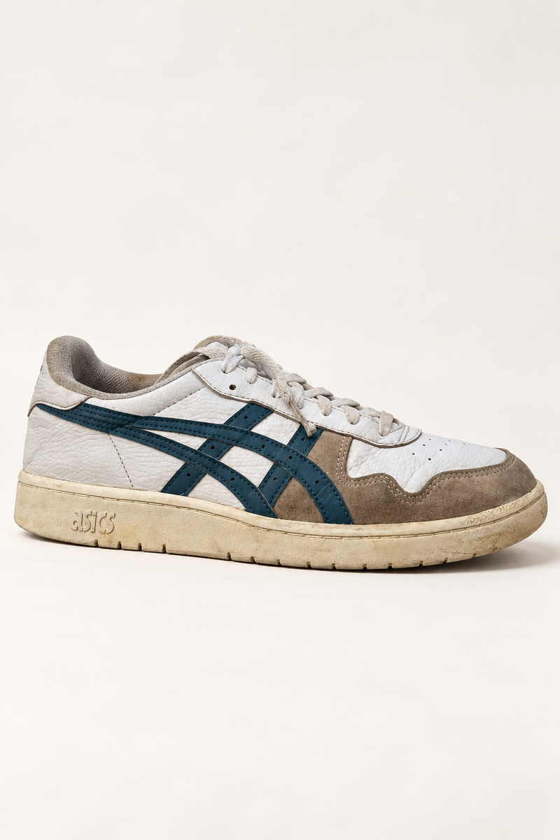 ASICS White Blue Sneakers, UK 8.5