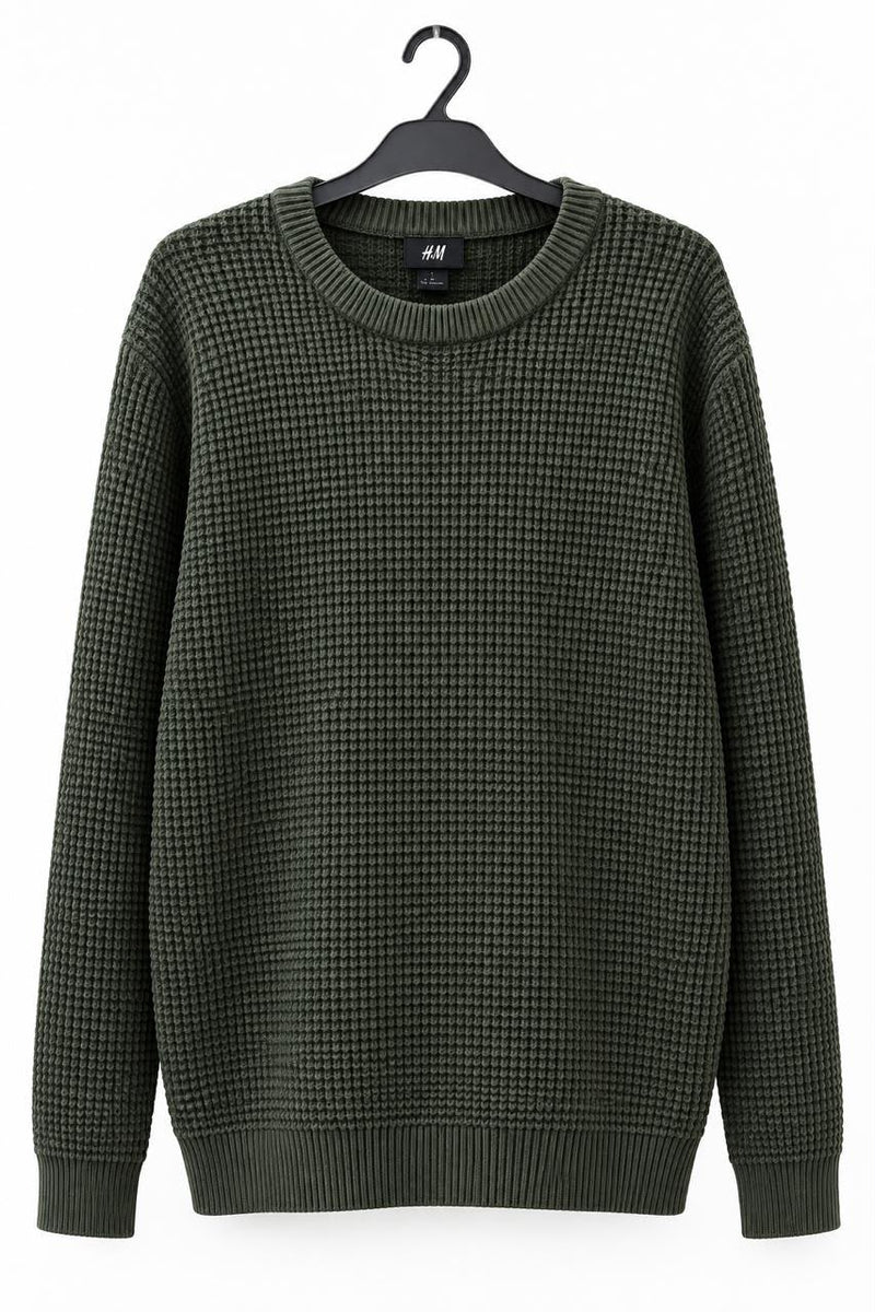 H&M Olive Waffle Knit Sweater