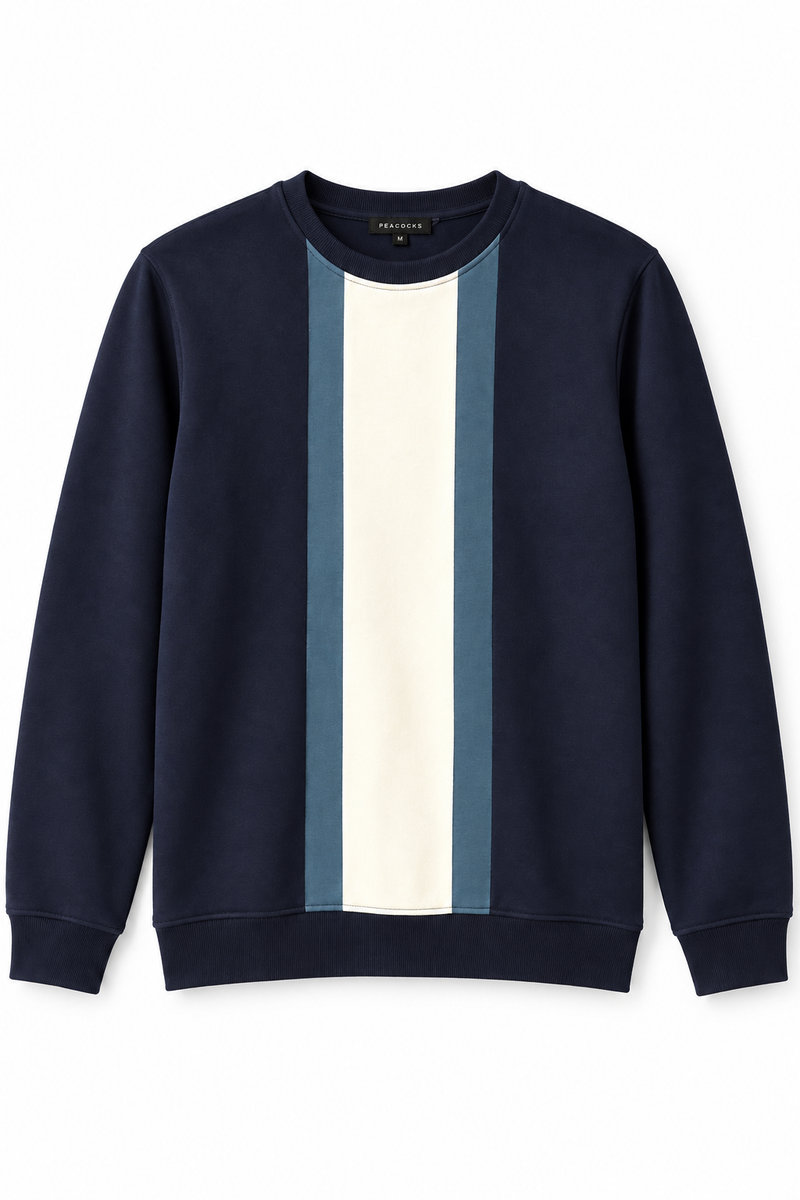 Peacocks Navy Stripe Sweatshirt, Medium
