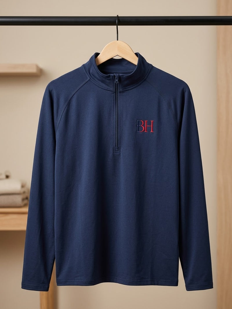 Navy Quarter Zip Pullover, Medium