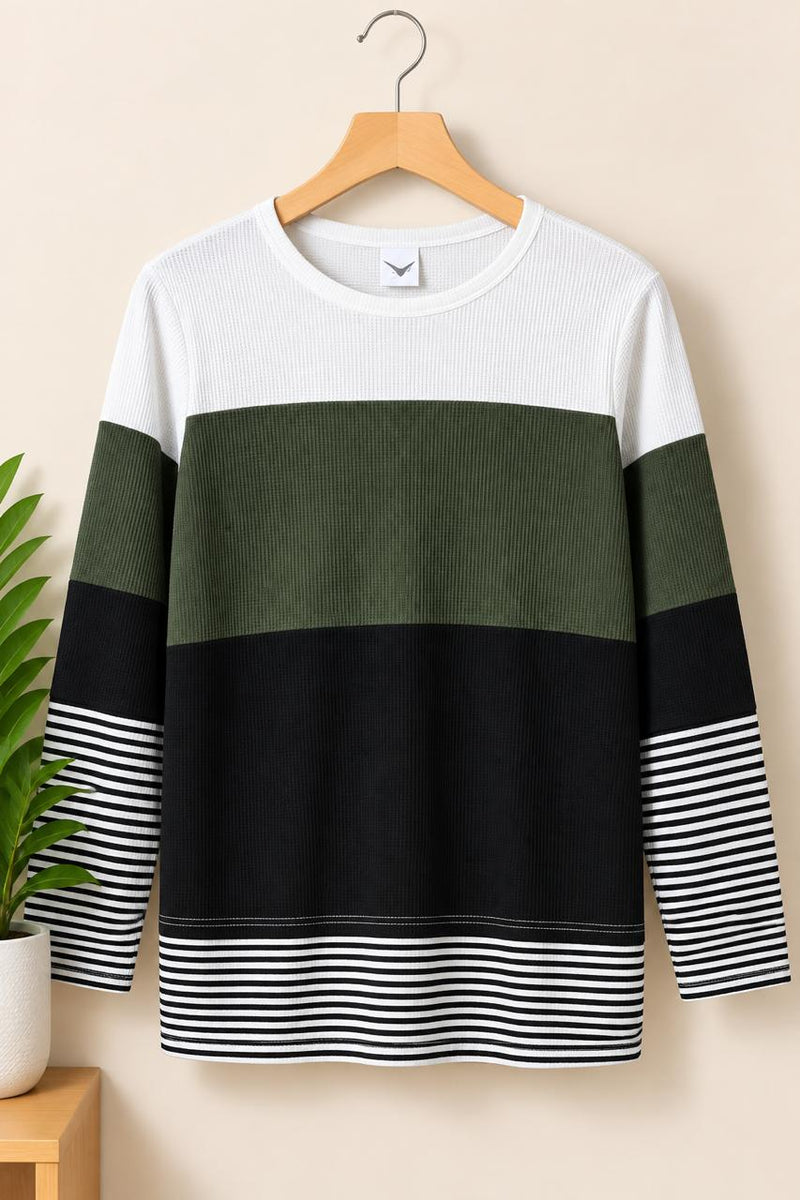Colorblock Ribbed Sweater, Medium