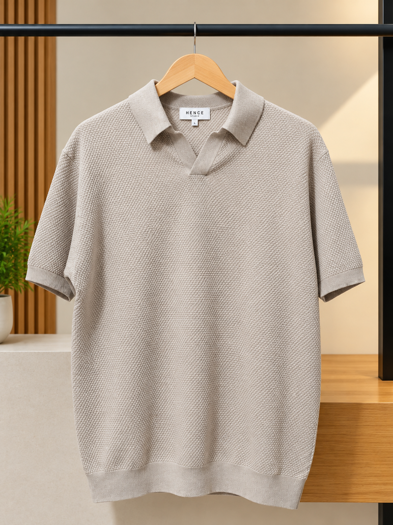 Taupe V Neck Sweater, Large