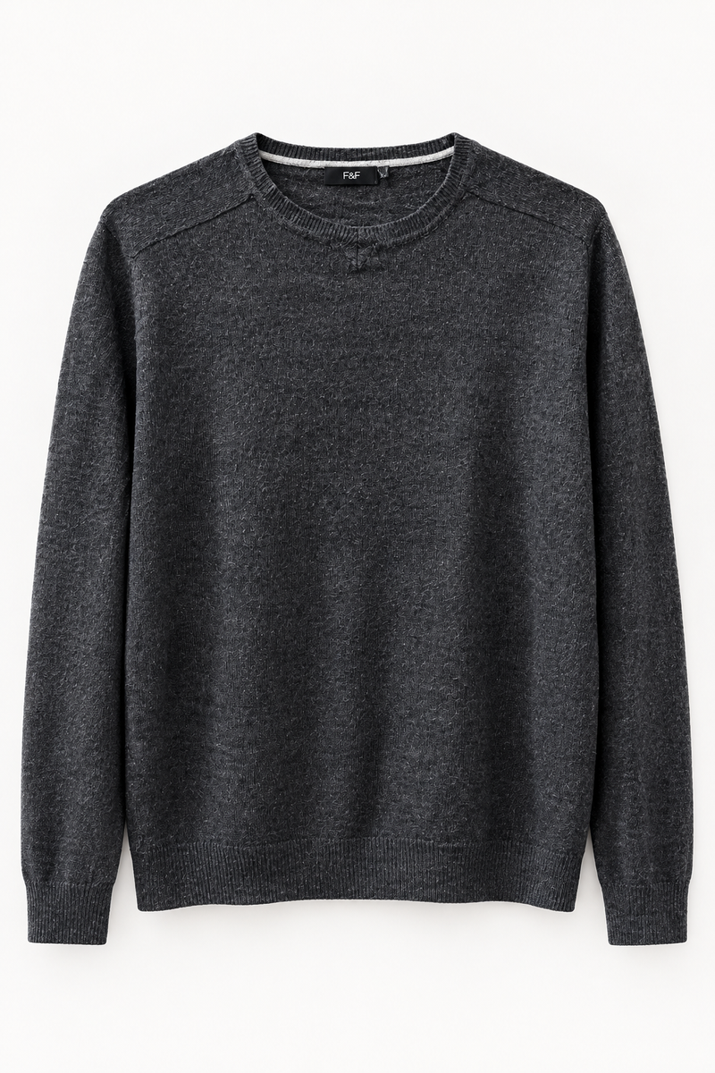 F&F Charcoal Crew Neck Knit Sweater | Large