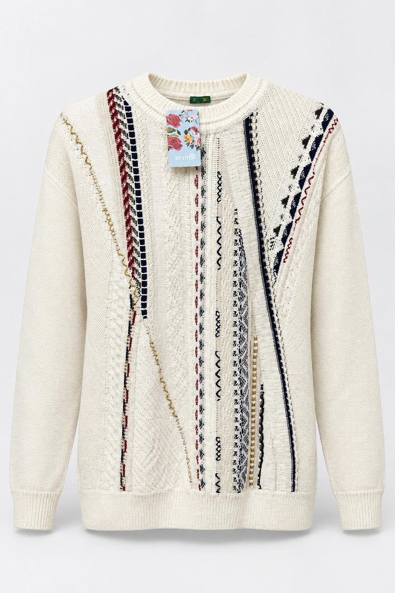Cream Knit Sweater, Large