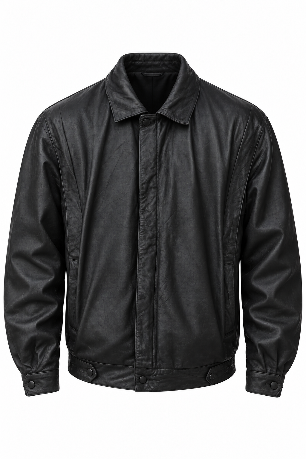Men's black leather bomber jacket Medium, pre-loved - photo 1
