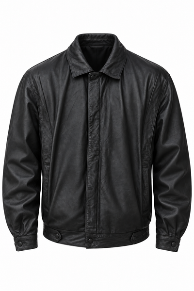 Men's black leather bomber jacket Medium, pre-loved - photo 1