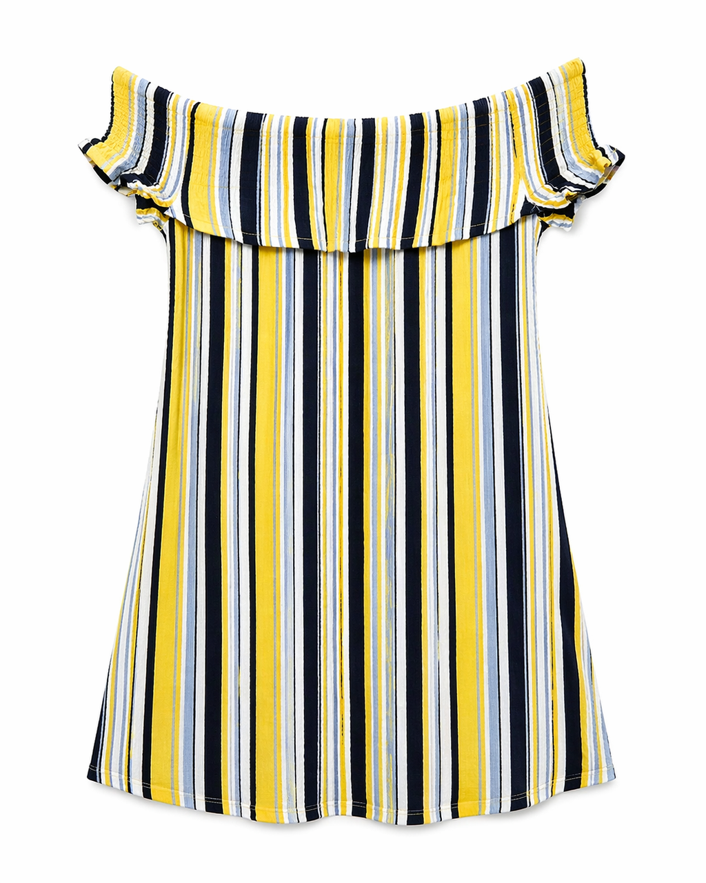 Girls Off-Shoulder Striped Dress