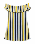 Girls Off-Shoulder Striped Dress
