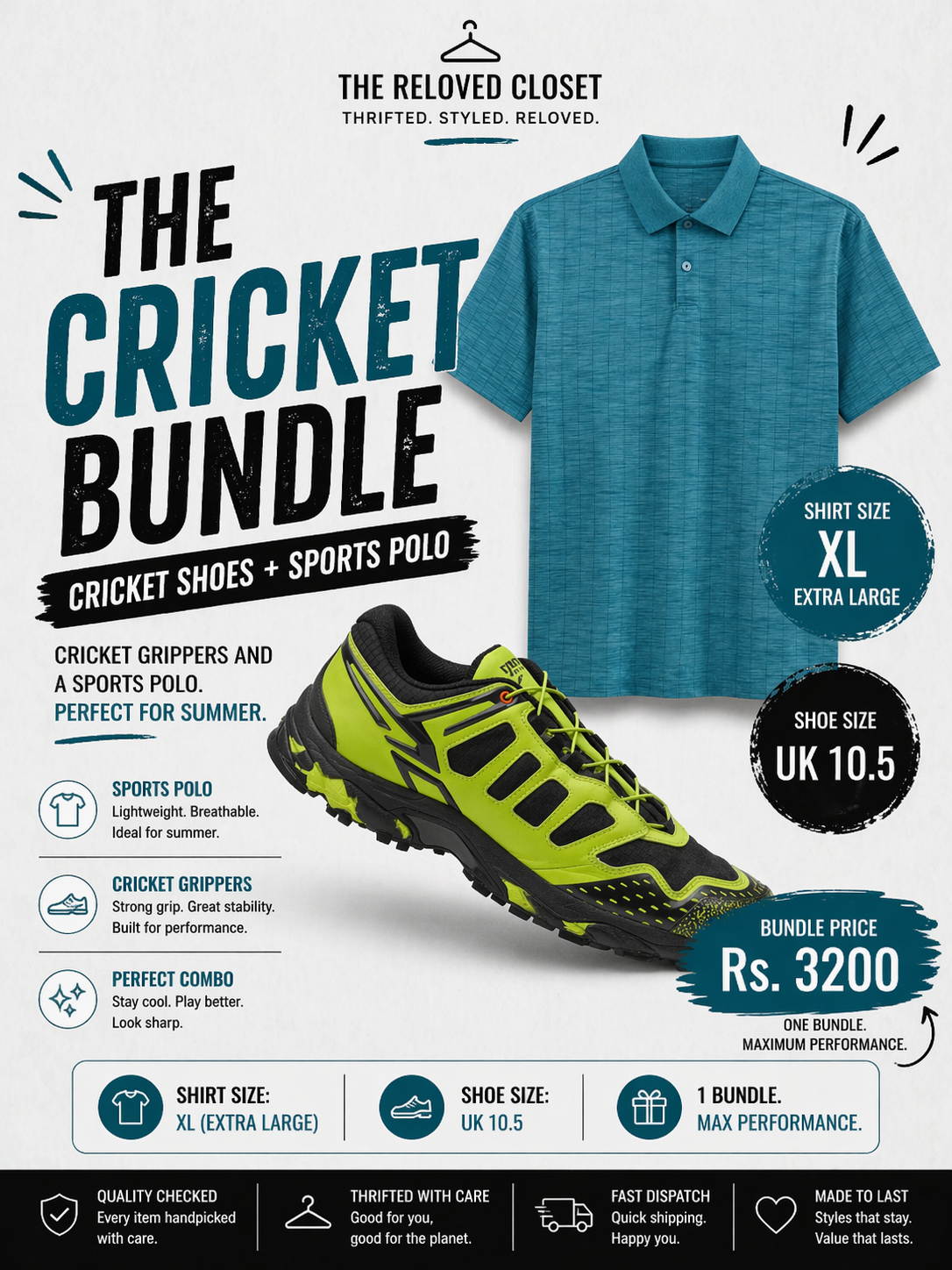 Cricket Shoes + Sports Polo Bundle