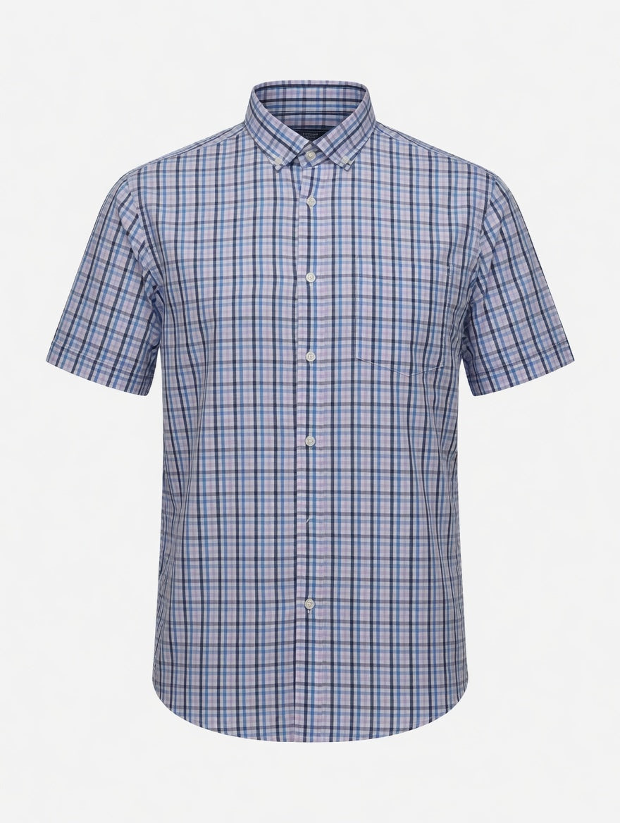 Atlantic Bay Men's Short Sleeve Plaid Button Down