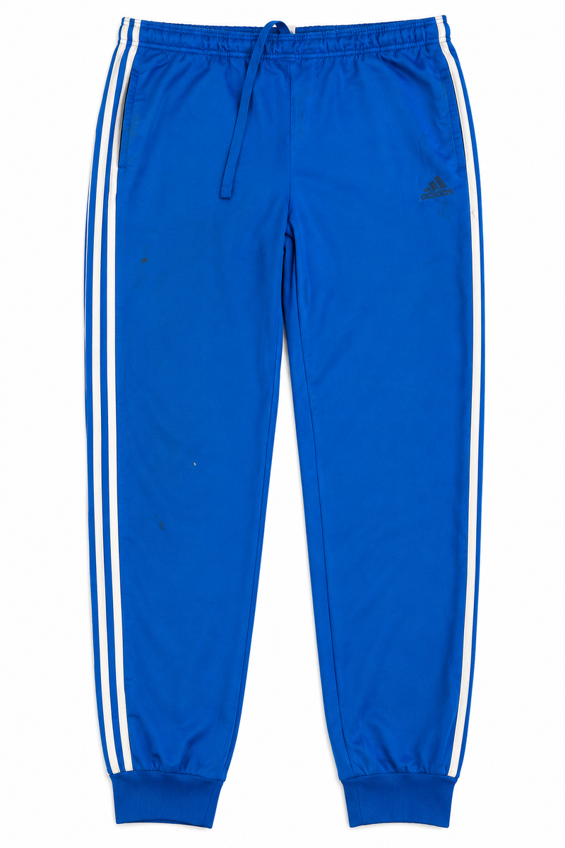 Adidas Blue Cuffed Stripe Track Trousers | XL
