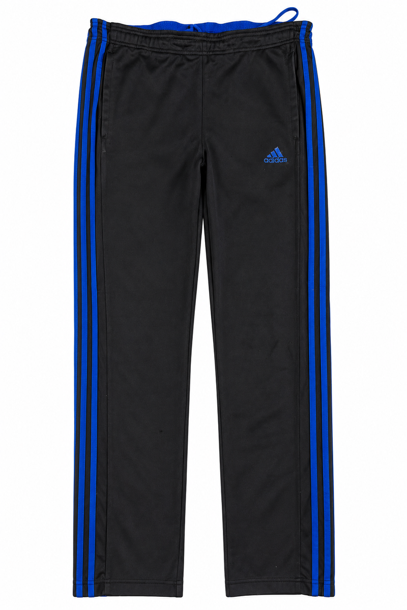 Adidas Black Blue Stripe Track Trousers | Medium