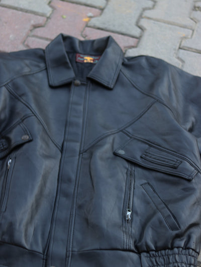 Black jacket chest panels and front pocket details