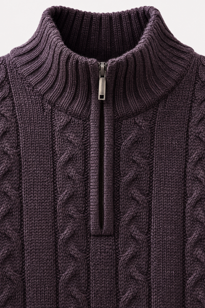 CANDA Cable Knit Quarter Zip Sweater | Medium