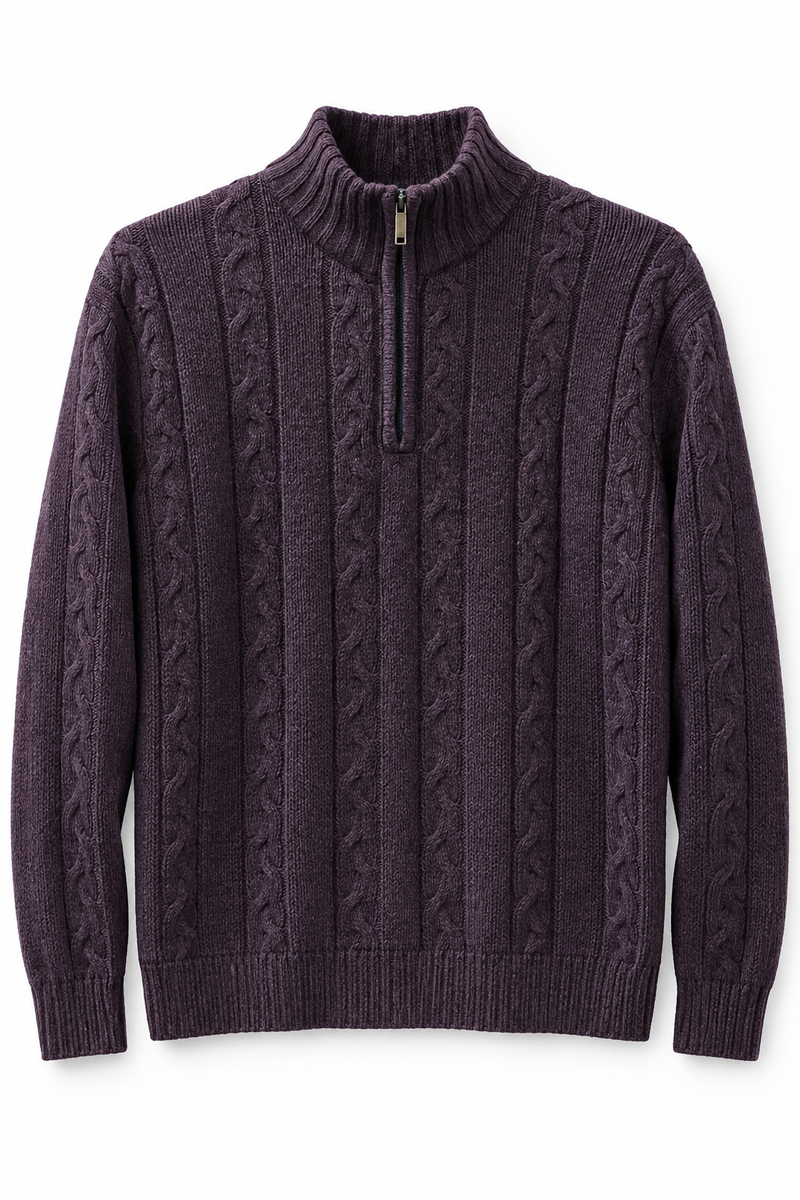 CANDA Cable Knit Quarter Zip Sweater | Medium