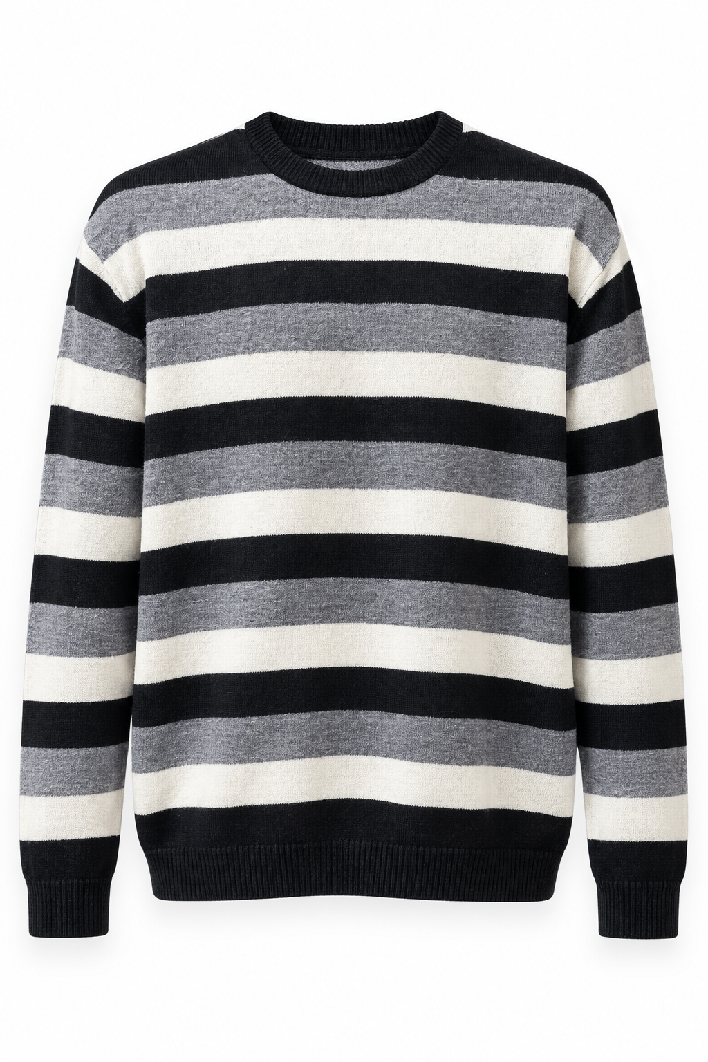 Cedarwood State Black Grey Striped Knit Sweater | Medium