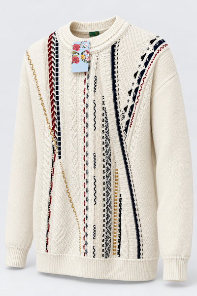 Cream Knit Sweater, Large