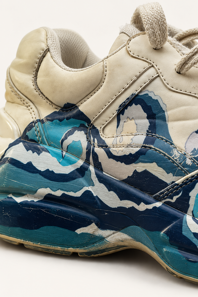 Gucci Cream & Blue Wave Sneakers | UK 6