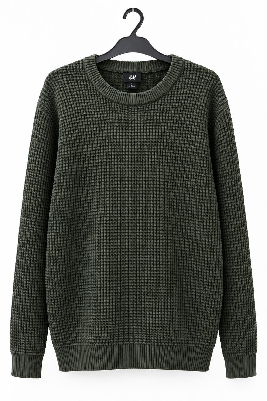 H&M Olive Waffle Knit Sweater
