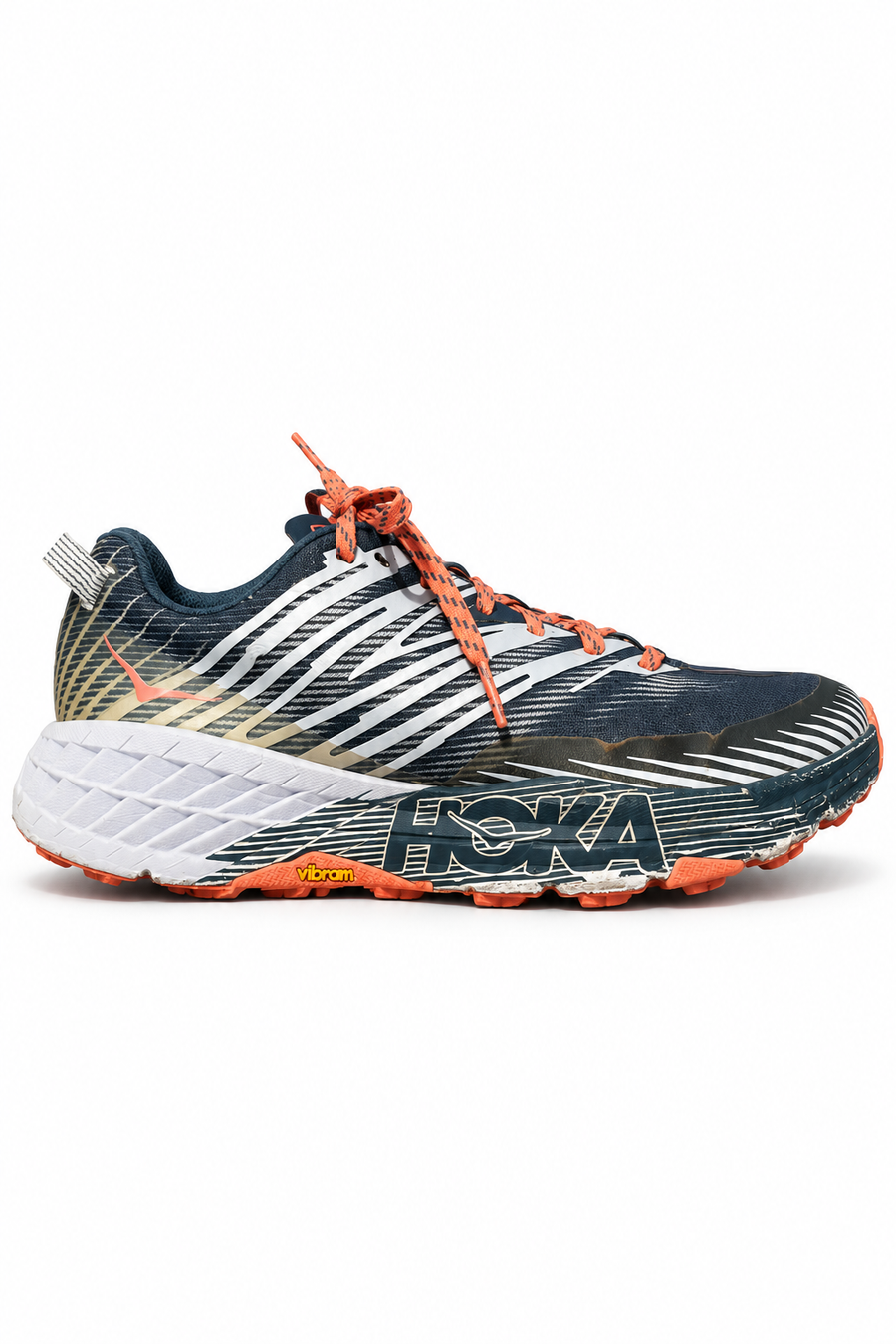 Hoka Navy Orange Trail Shoes, UK 7.5