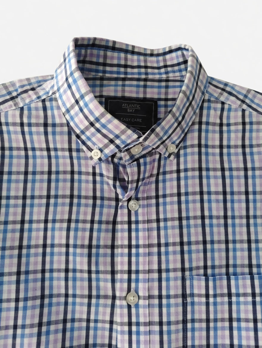Atlantic Bay Men's Short Sleeve Plaid Button Down