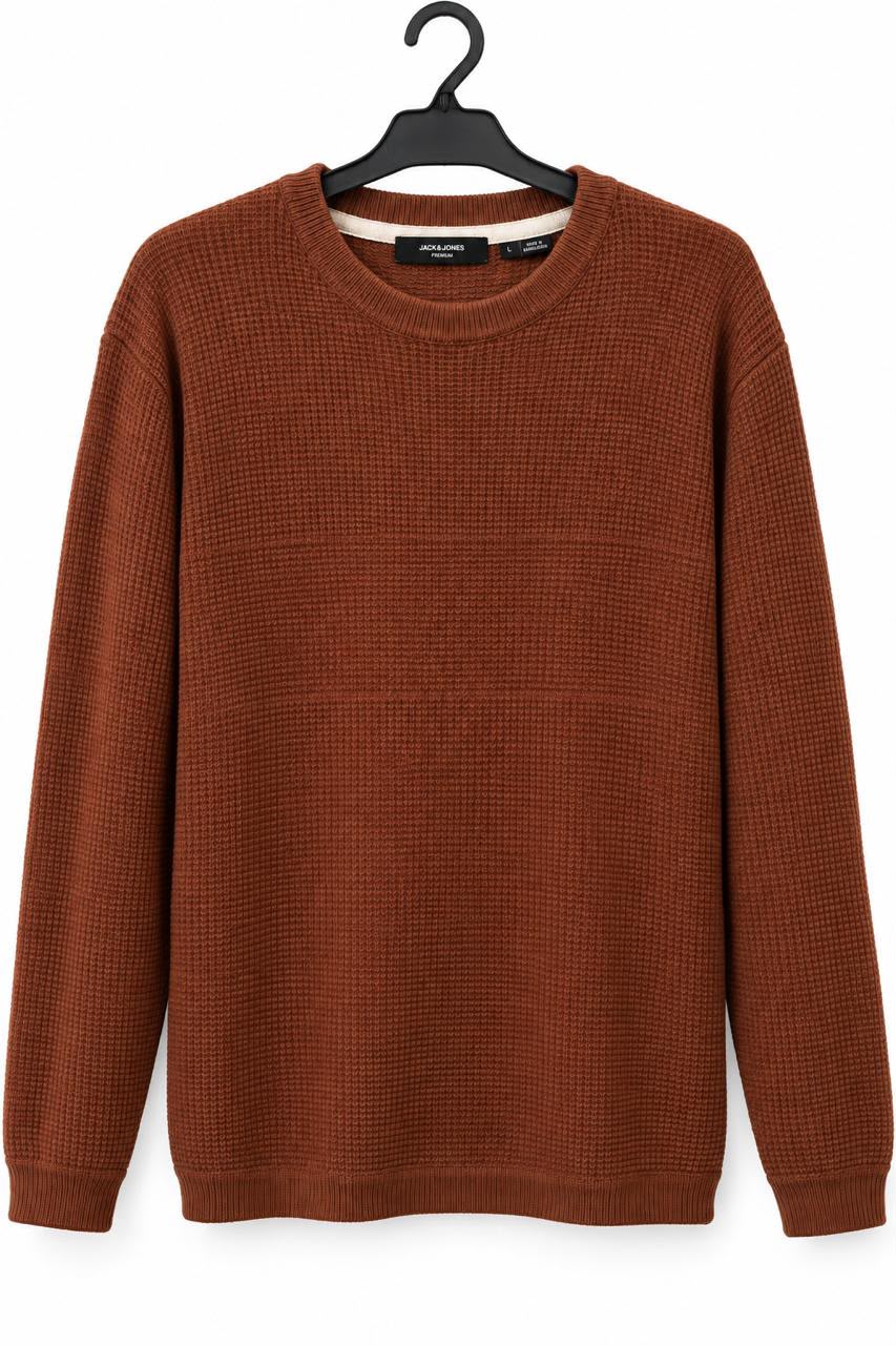 Jack & Jones Rust Waffle Knit Sweater