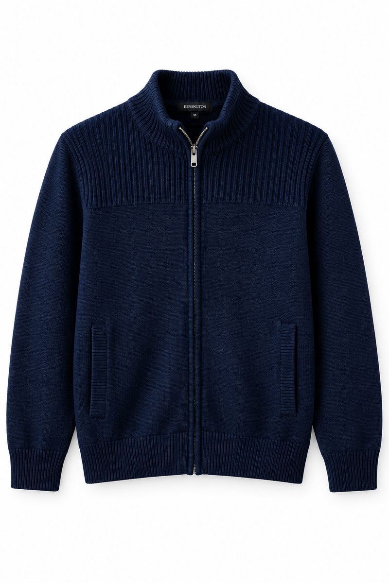 Kensington Navy Full Zip Knit Cardigan | Medium
