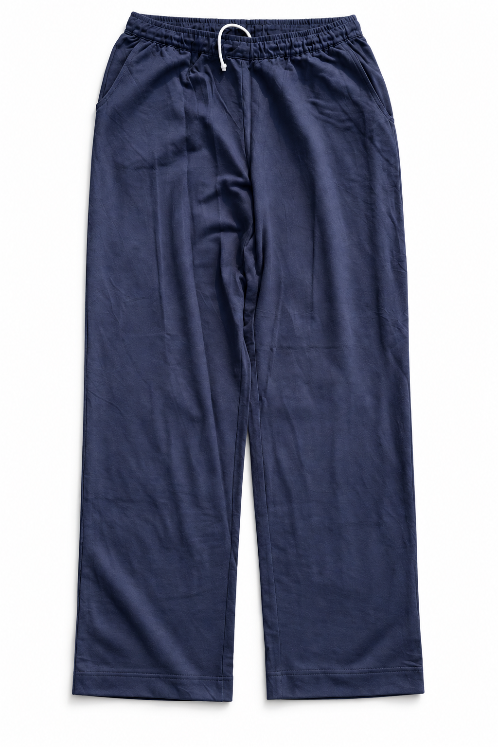 Navy Baggy Trousers, White Drawstring | Large