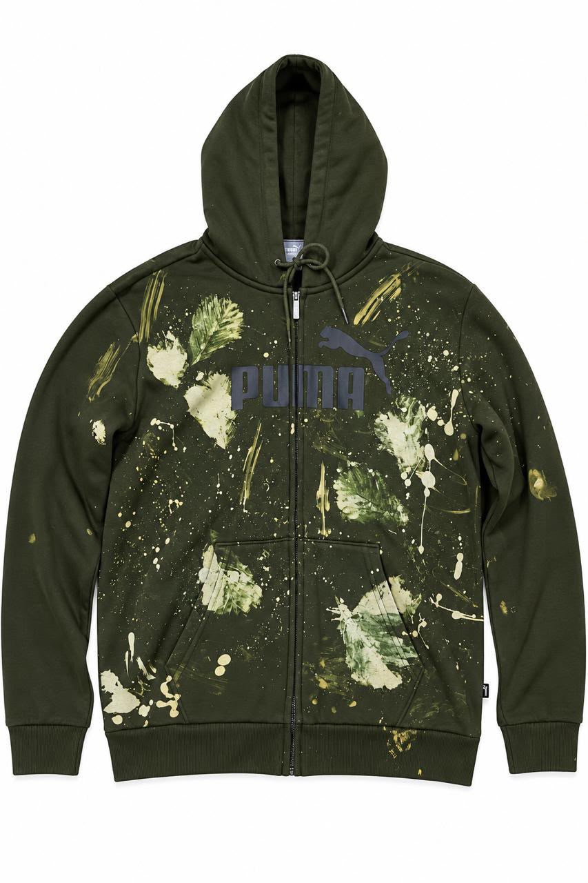 Puma Camo Zip-Up Hoodie Olive, Large