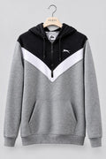 Slazenger Colorblock Quarter-Zip Hoodie (Grey/Black/White) - Large