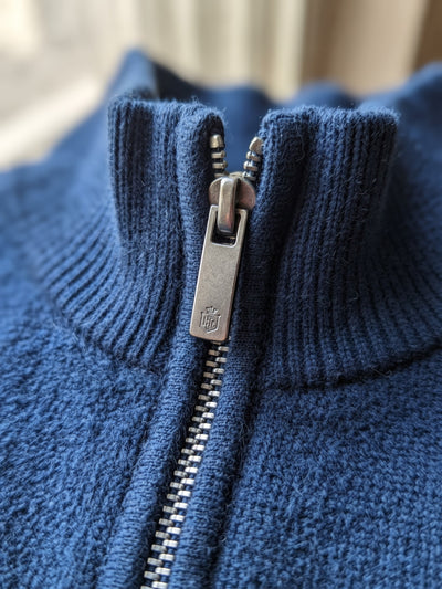 Next Navy Quarter Zip Knit Sweater | M