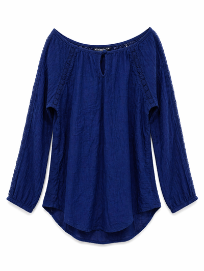 Girls Navy Lace Blouse, Small