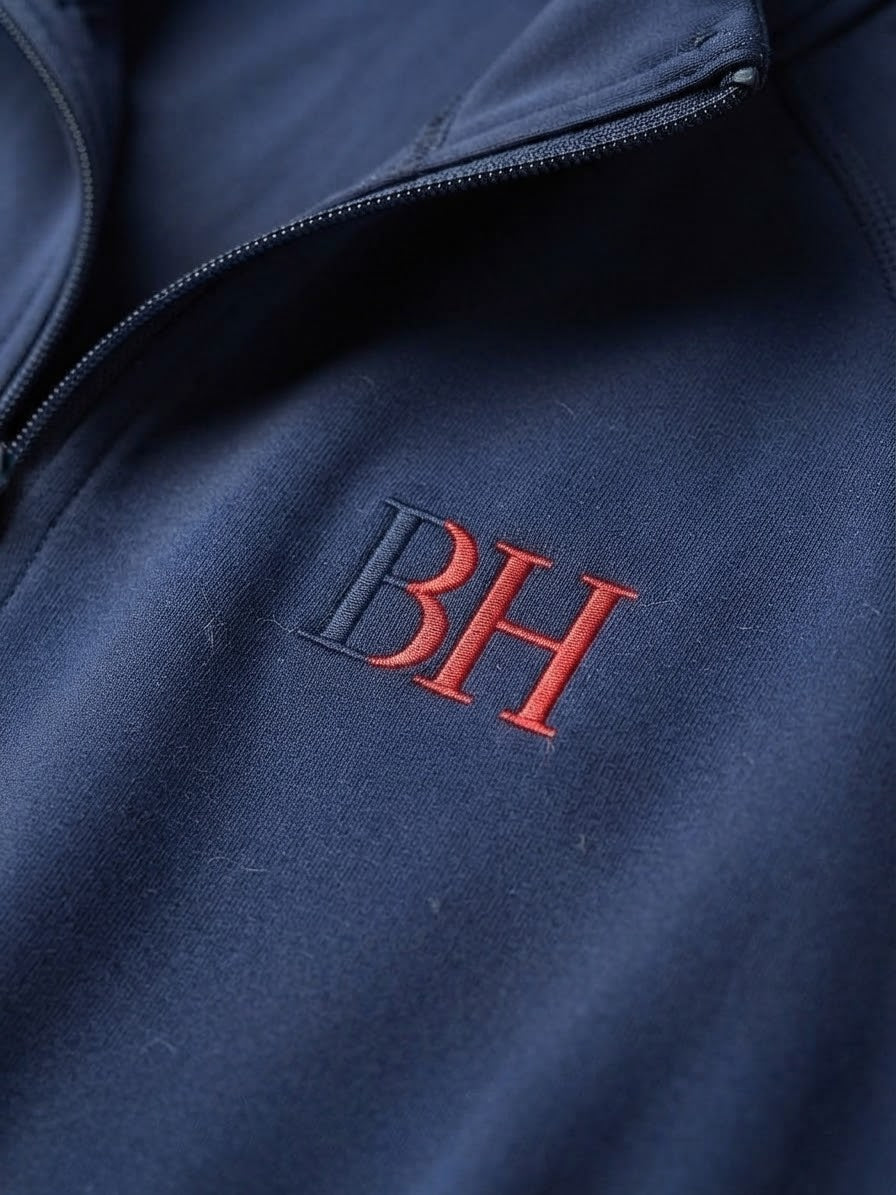 Classic Navy Blue Quarter-Zip Pullover – Size M
