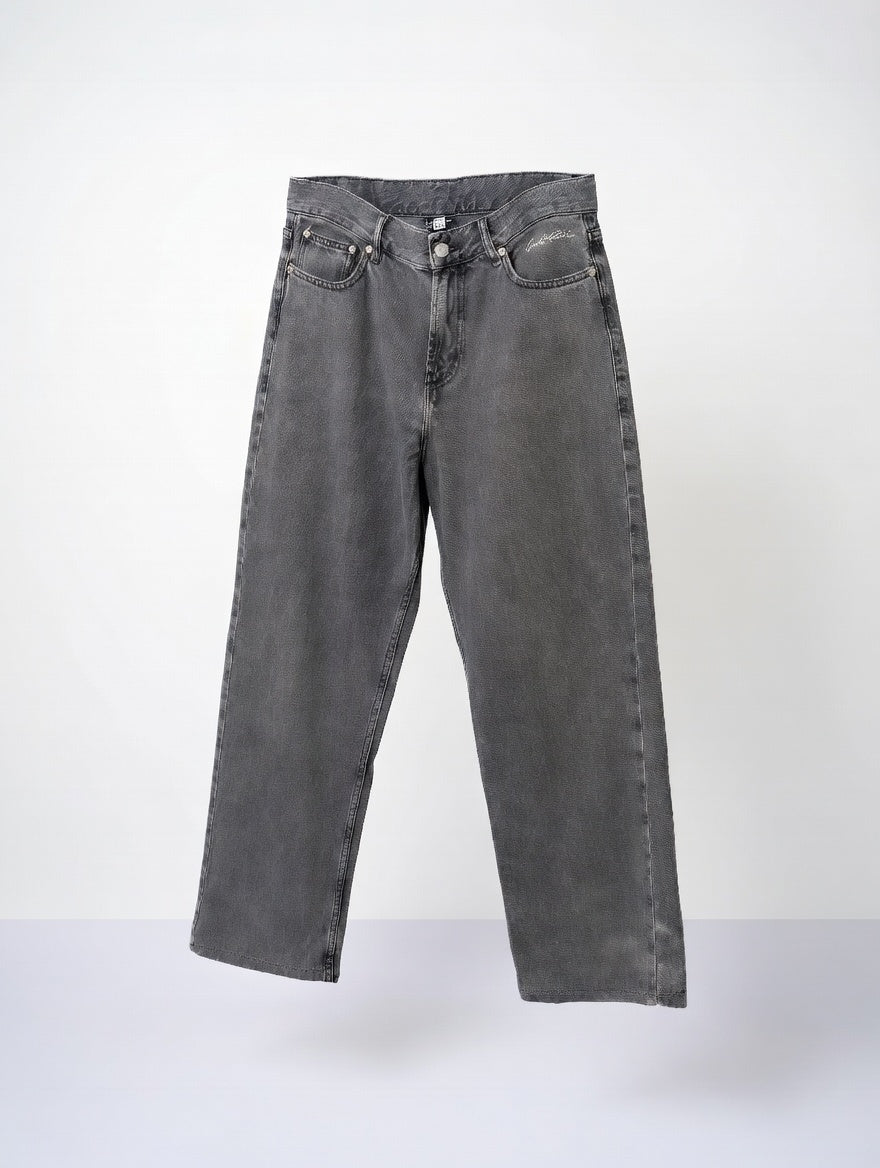Men’s Washed Grey Straight-Leg Denim