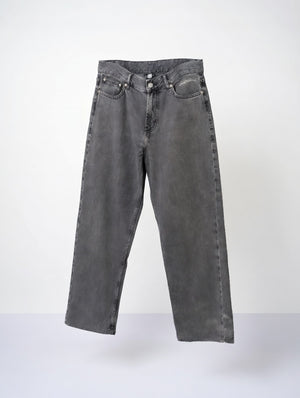 Men’s Washed Grey Straight-Leg Denim