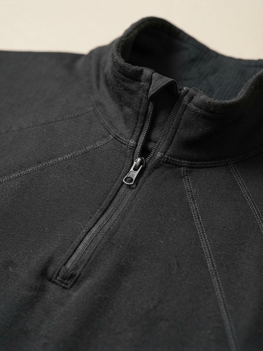 Minimalist Black Quarter-Zip  Pullover – Size L