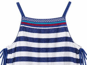 Girls Blue Stripe Tassel Dress