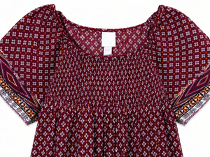 Girls Burgundy Smocked Top