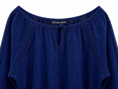 Girls Navy Lace Blouse, Small