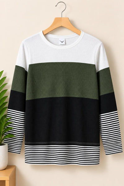 Colorblock Ribbed Sweater, Medium