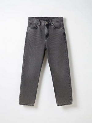 Men’s Washed Grey Straight-Leg Denim