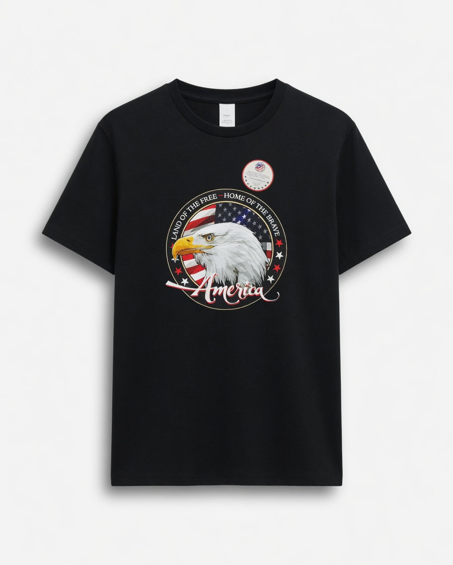 Men's Black Patriotic Eagle T-Shirt
