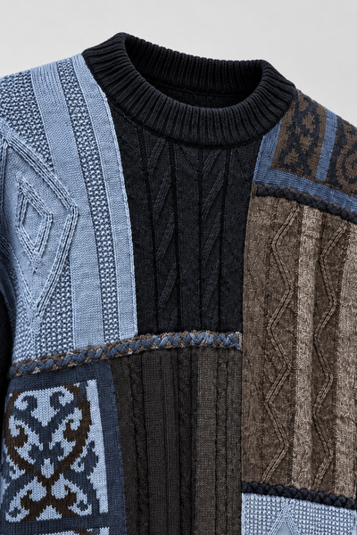 Patchwork Knit Sweater, Large