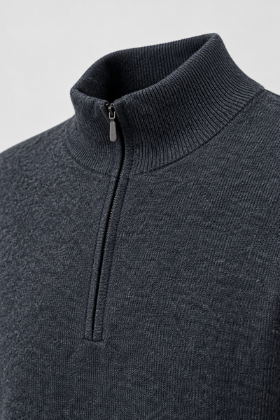 Grey Quarter Zip Sweater, Large