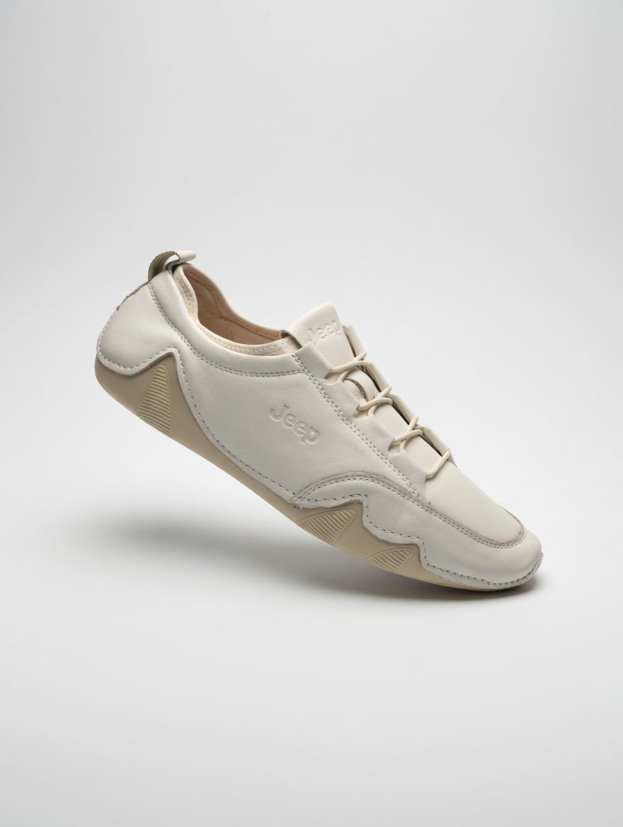 Jeep White Leather Casual Sneakers
