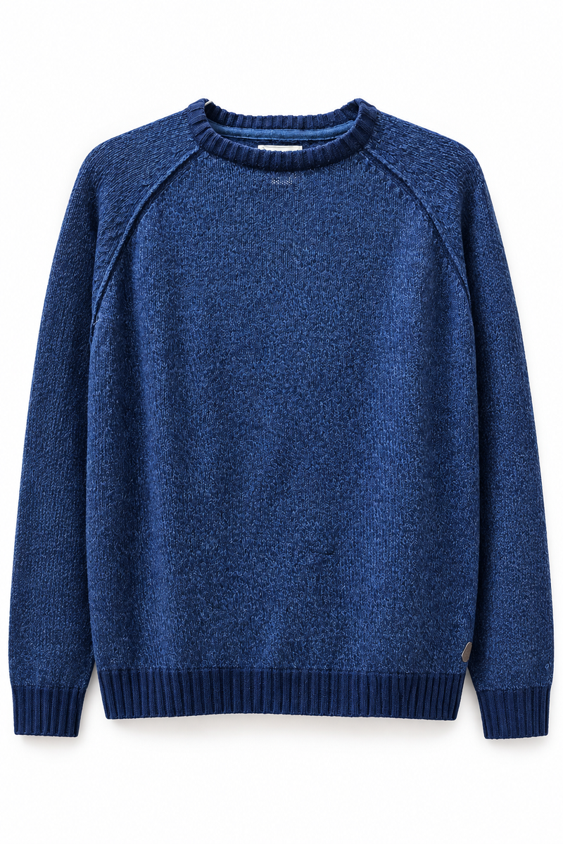Trait Blue Marled Round Neck Sweater | XL