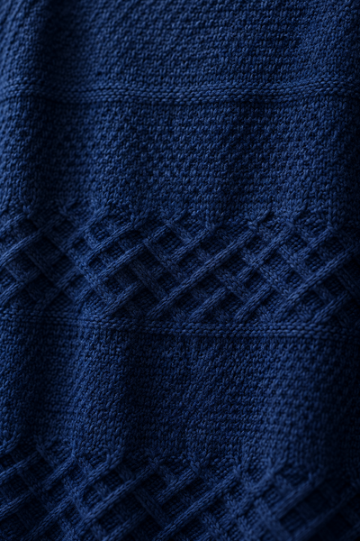 Threadbare Navy Textured Crew Neck Sweater | Large