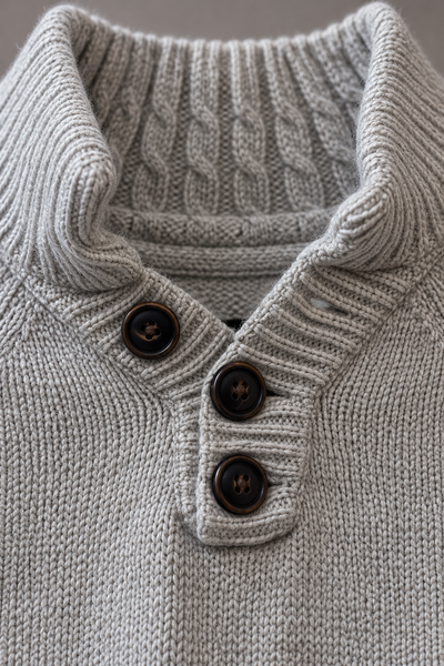 Industrialize Light Grey Three Button Knit Sweater | Small