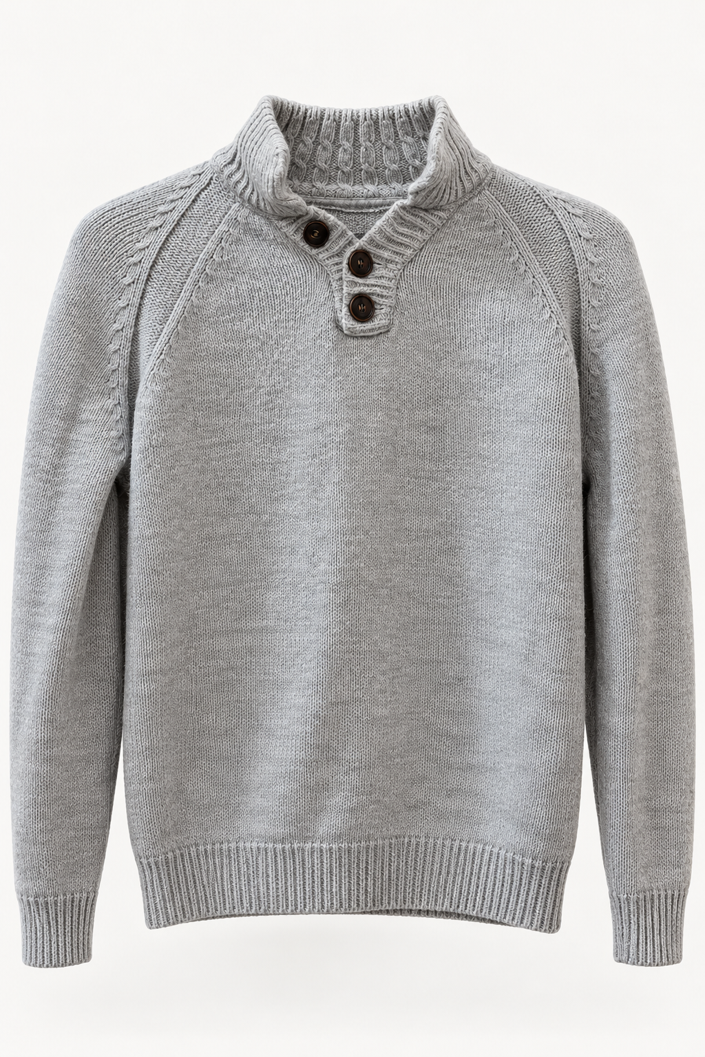 Industrialize Light Grey Three Button Knit Sweater | Small