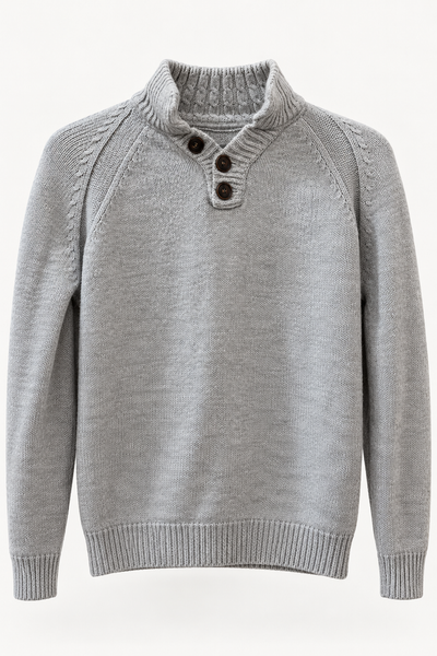 Industrialize Light Grey Three Button Knit Sweater | Small